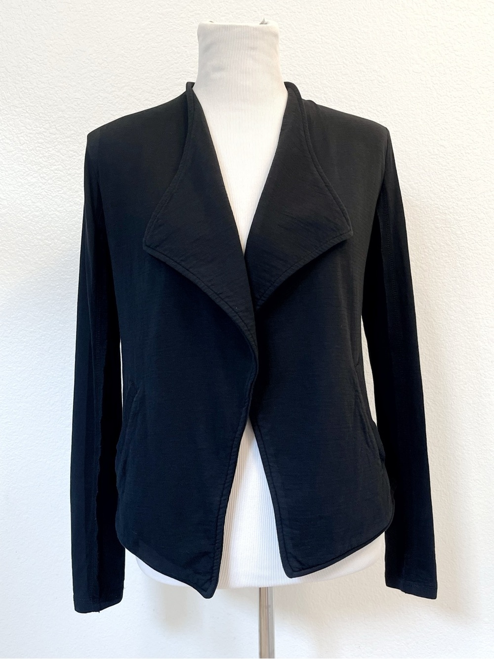 Caslon | Cotton Drape Collar Knit Blazer Jacket - EUC | XS, Black